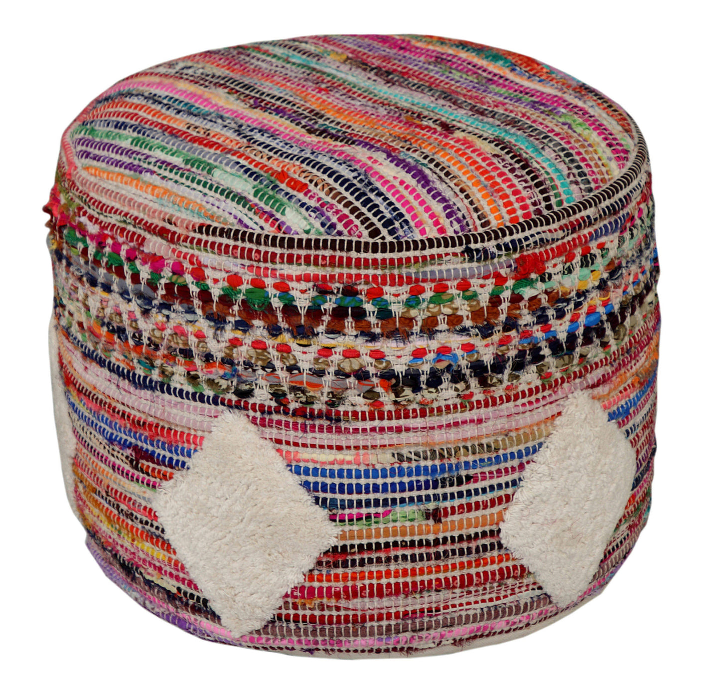 18" Multicolored Cotton Blend Ottoman