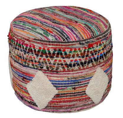 18" Rainbow Cylinder Geometric Pouf Ottoman