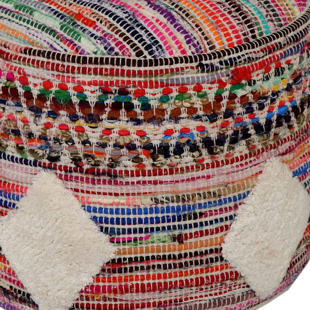 18" Rainbow Cylinder Geometric Pouf Ottoman