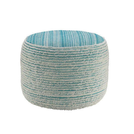 18" Pink Fabric Cylinder Striped Pouf Ottoman
