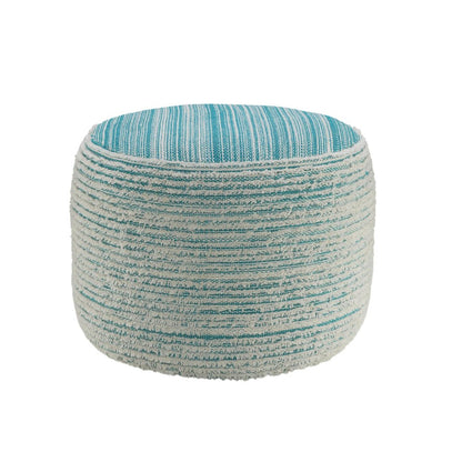 18" Pink Fabric Cylinder Striped Pouf Ottoman
