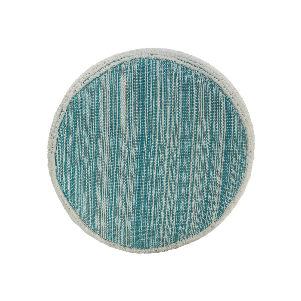 18" Pink Fabric Cylinder Striped Pouf Ottoman