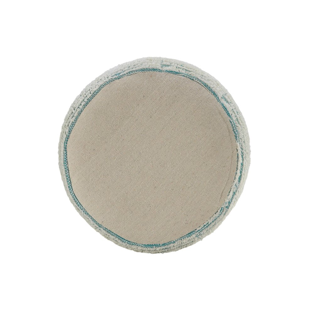 18" Blue Fabric Cylinder Striped Pouf Ottoman