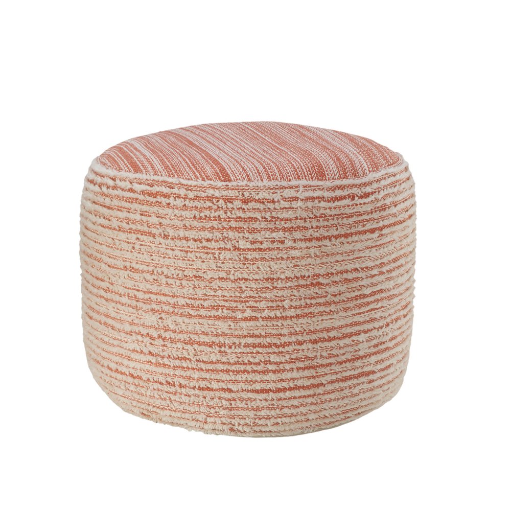 18" Blue Fabric Cylinder Striped Pouf Ottoman