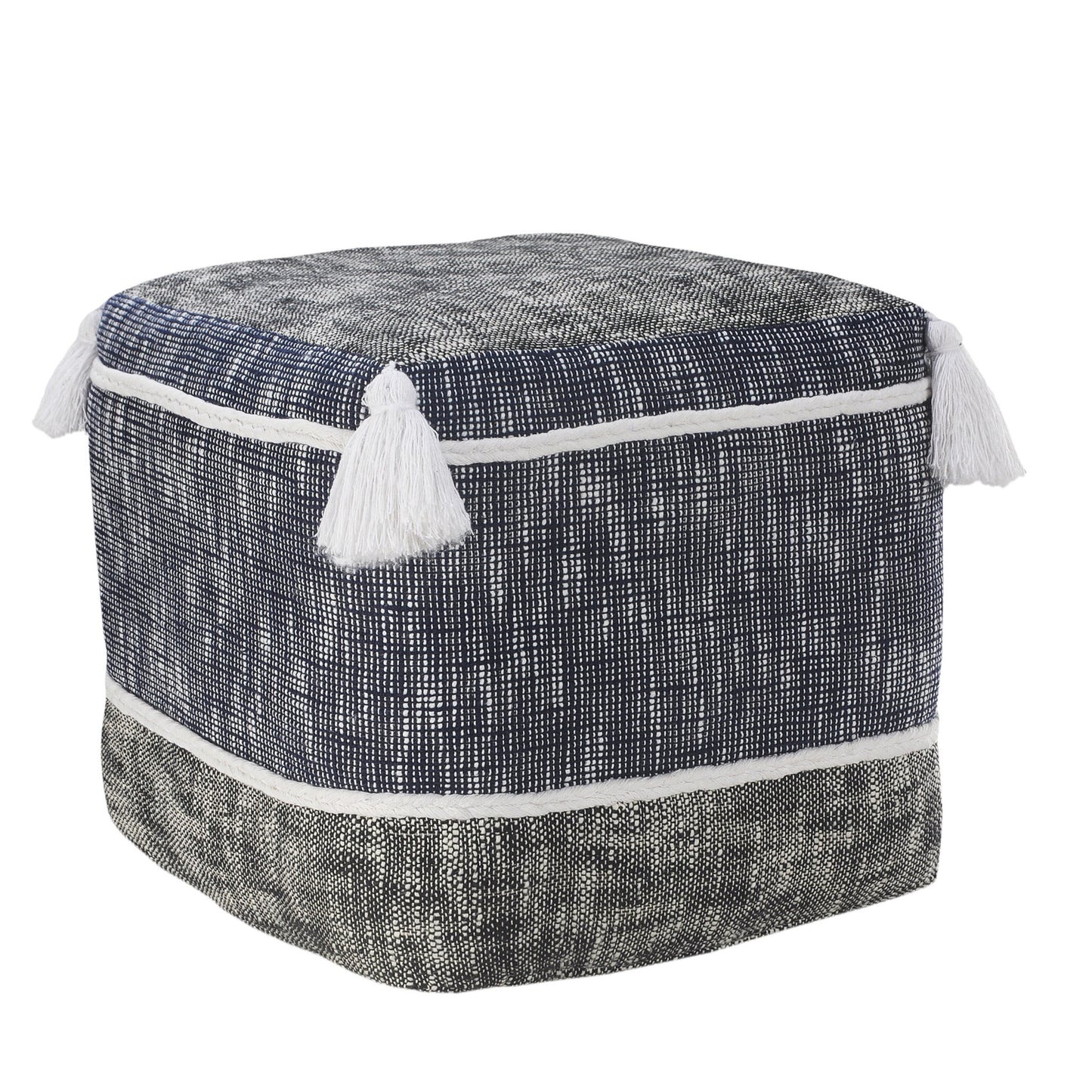 16" Blue Polyester Ottoman