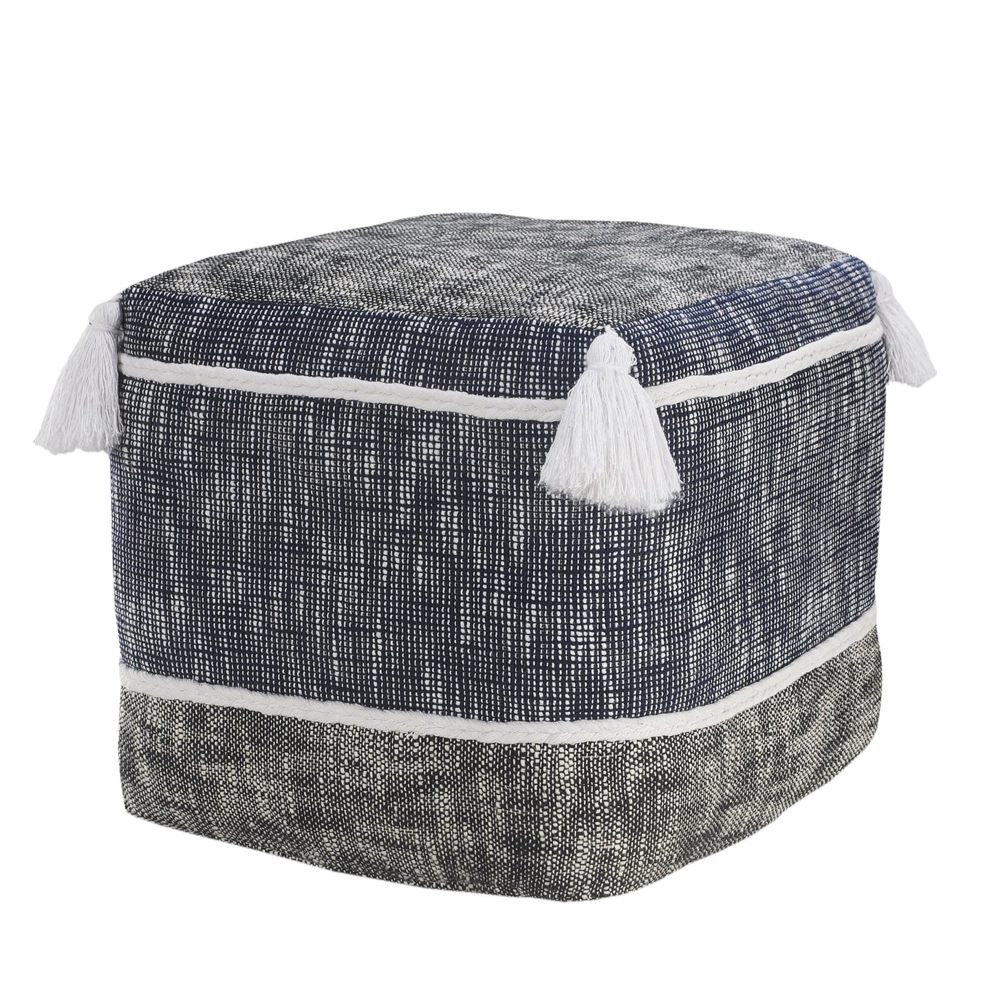 16" Blue Polyester Ottoman