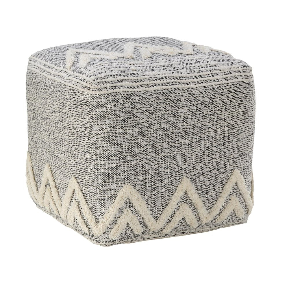 16" Gray Upholstery Pouf Ottoman