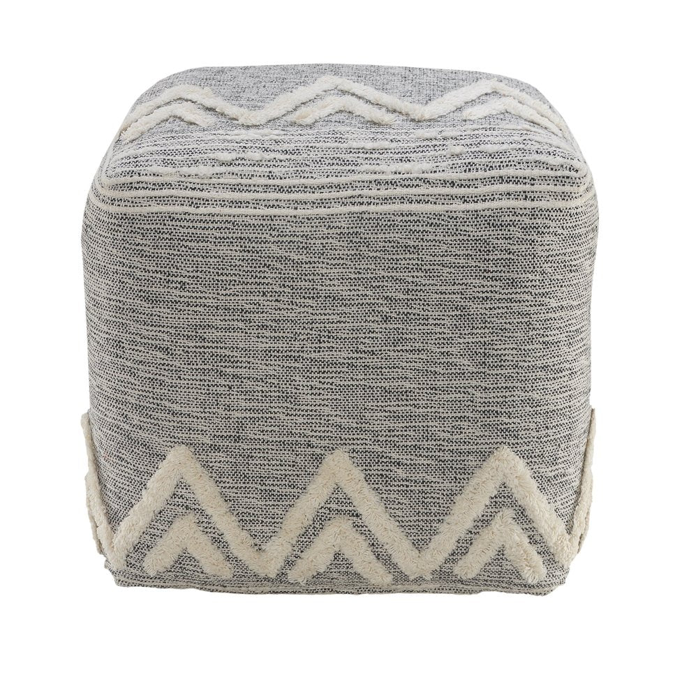 16" Gray Fabric Pouf Ottoman