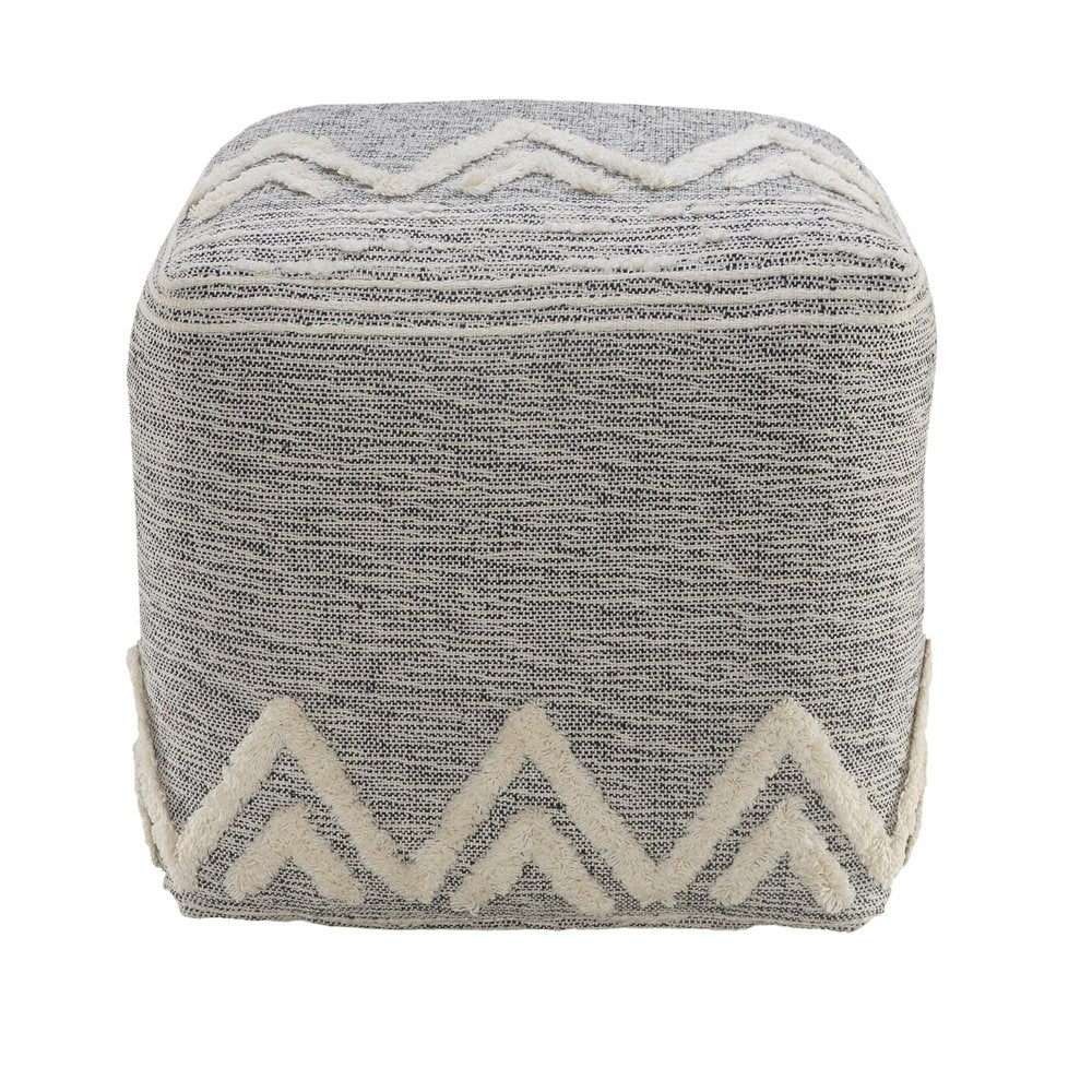16" Gray Upholstery Pouf Ottoman