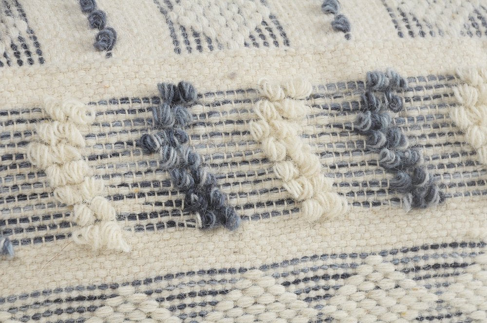 18" Blue Striped Pouf Ottoman