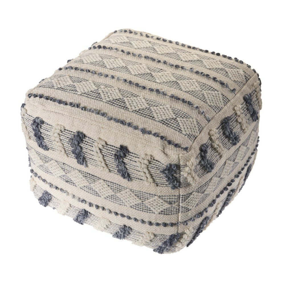 18" Blue Striped Pouf Ottoman