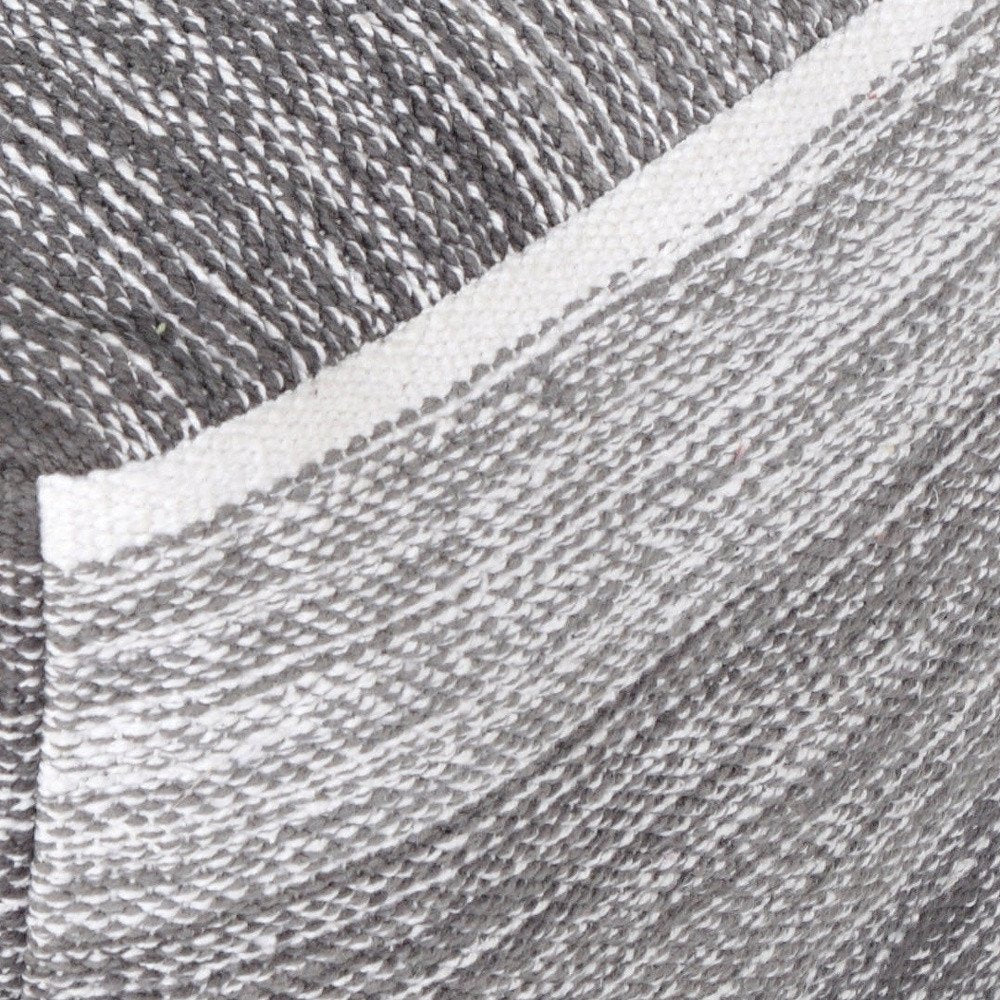 16" Gray Cotton Striped Pouf Ottoman