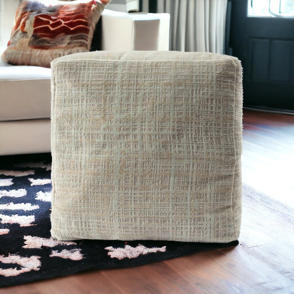 18" Beige Polyester Blend Ottoman