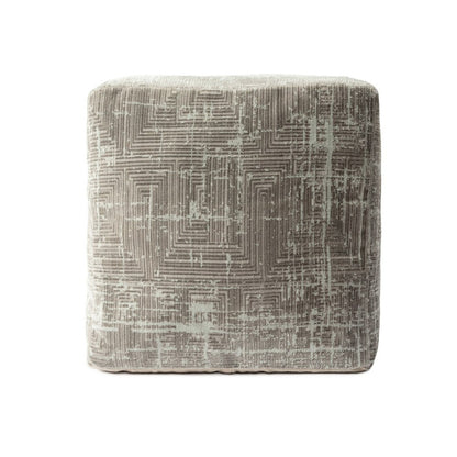 18" Gray Geometric Pouf Ottoman