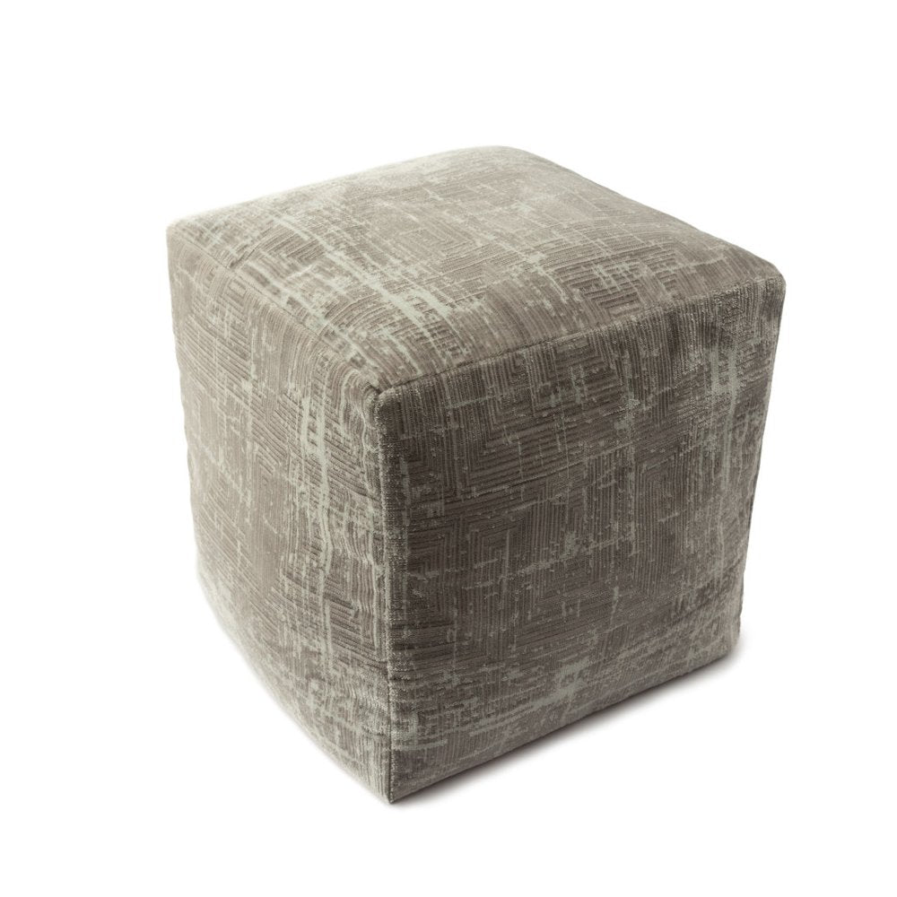 18" Gray Geometric Pouf Ottoman