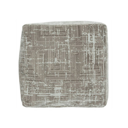18" Gray Geometric Pouf Ottoman