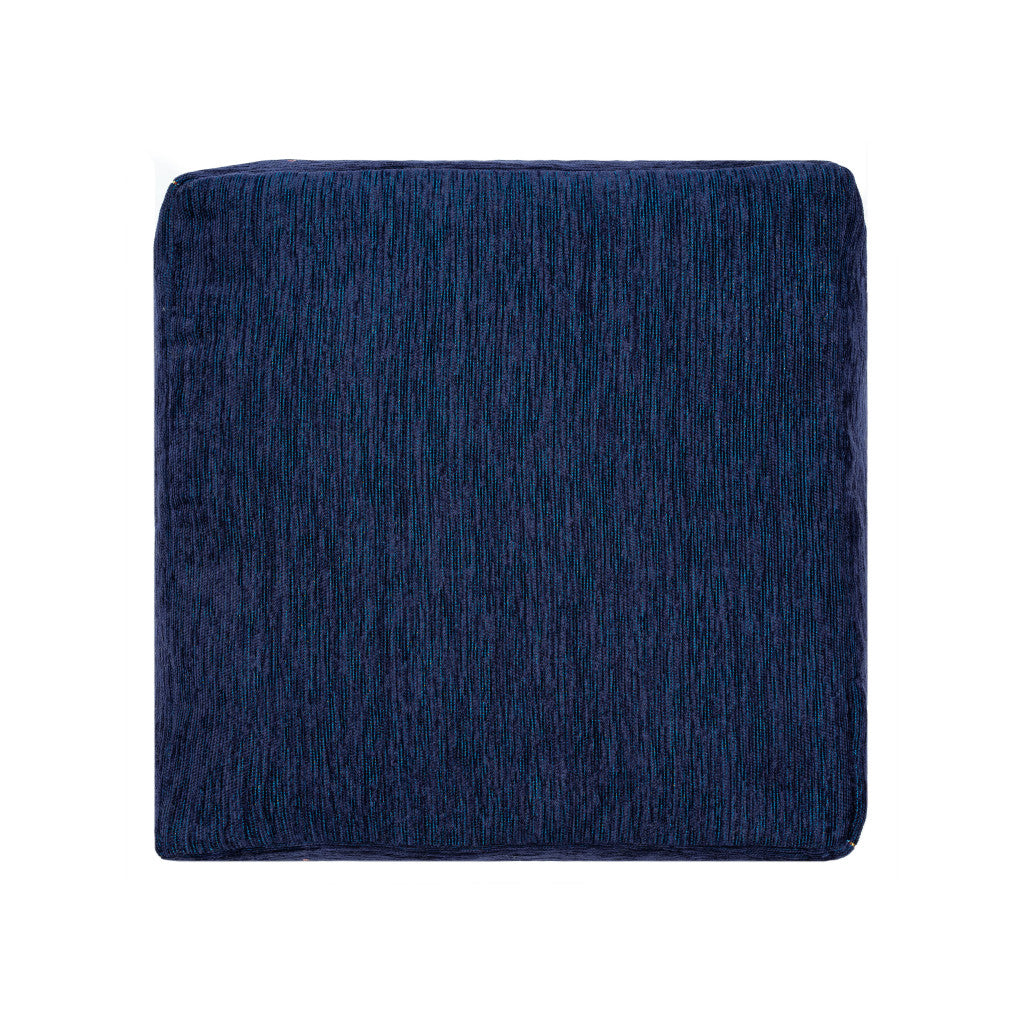 18" Blue Polyester Blend Ottoman