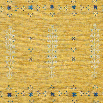 18" Yellow Abstract Pouf Ottoman