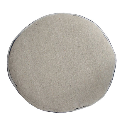 18" Blue Cotton Cylinder Striped Pouf Ottoman