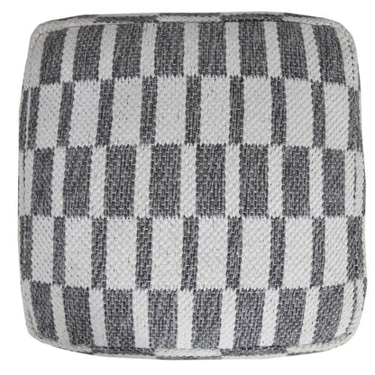 18" Gray Cotton Geometric Pouf Ottoman