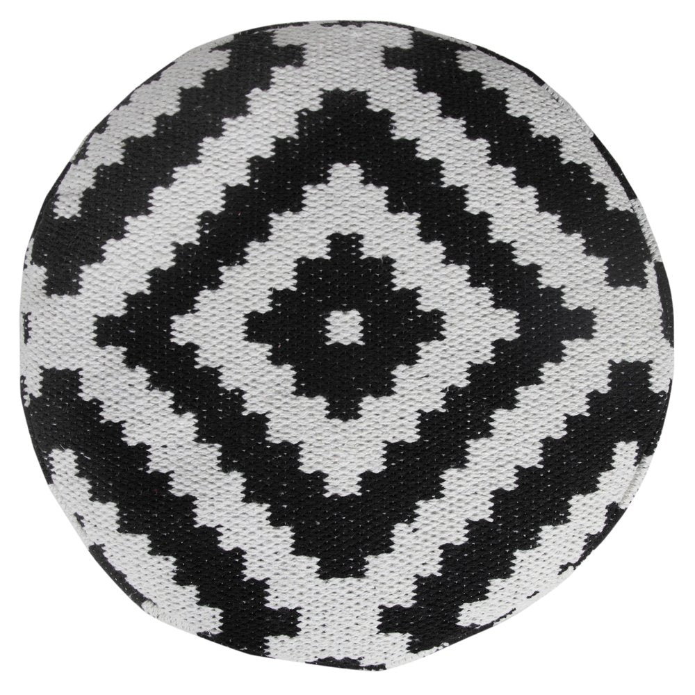 18" Black Cylinder Geometric Pouf Ottoman