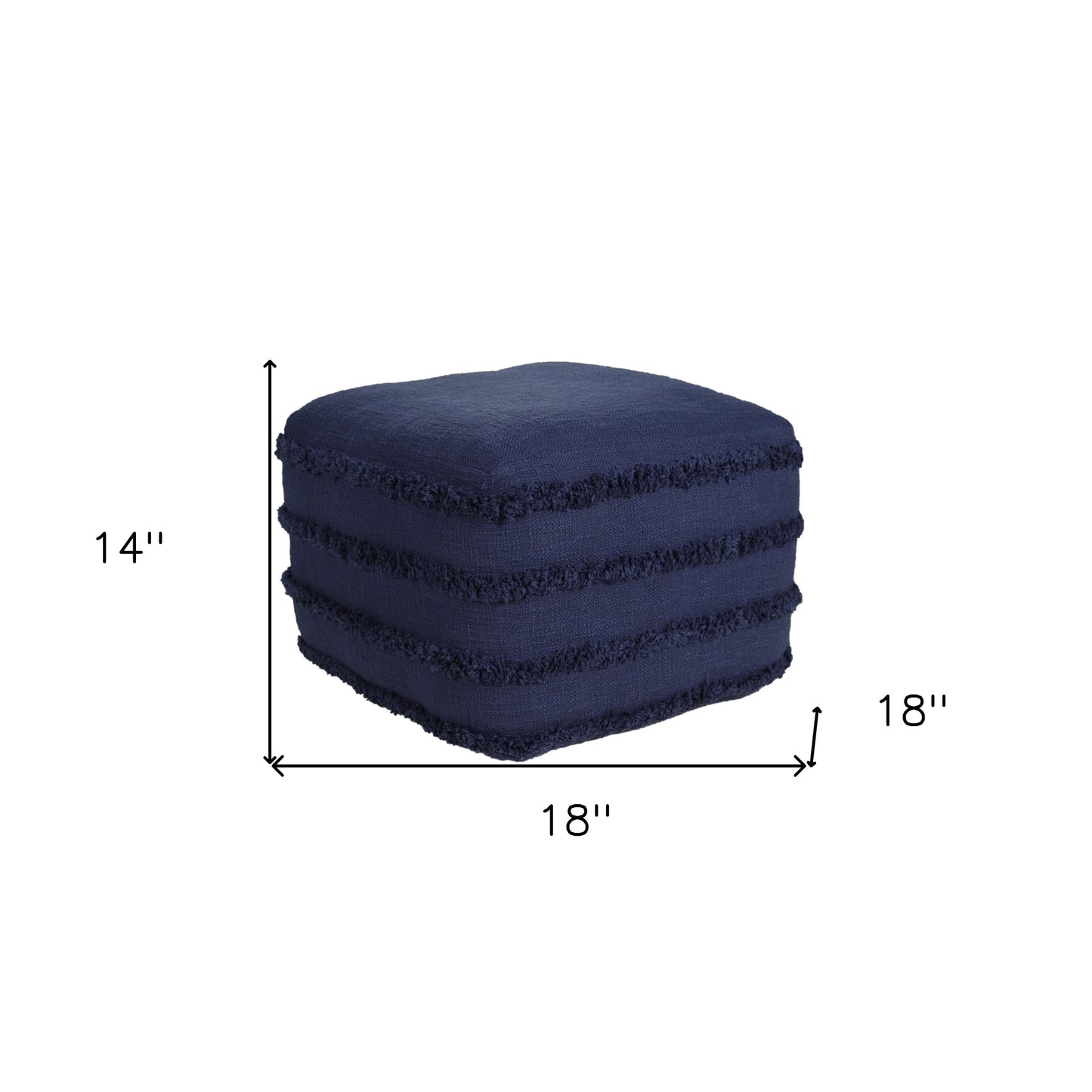 18" Blue 100% Cotton Ottoman