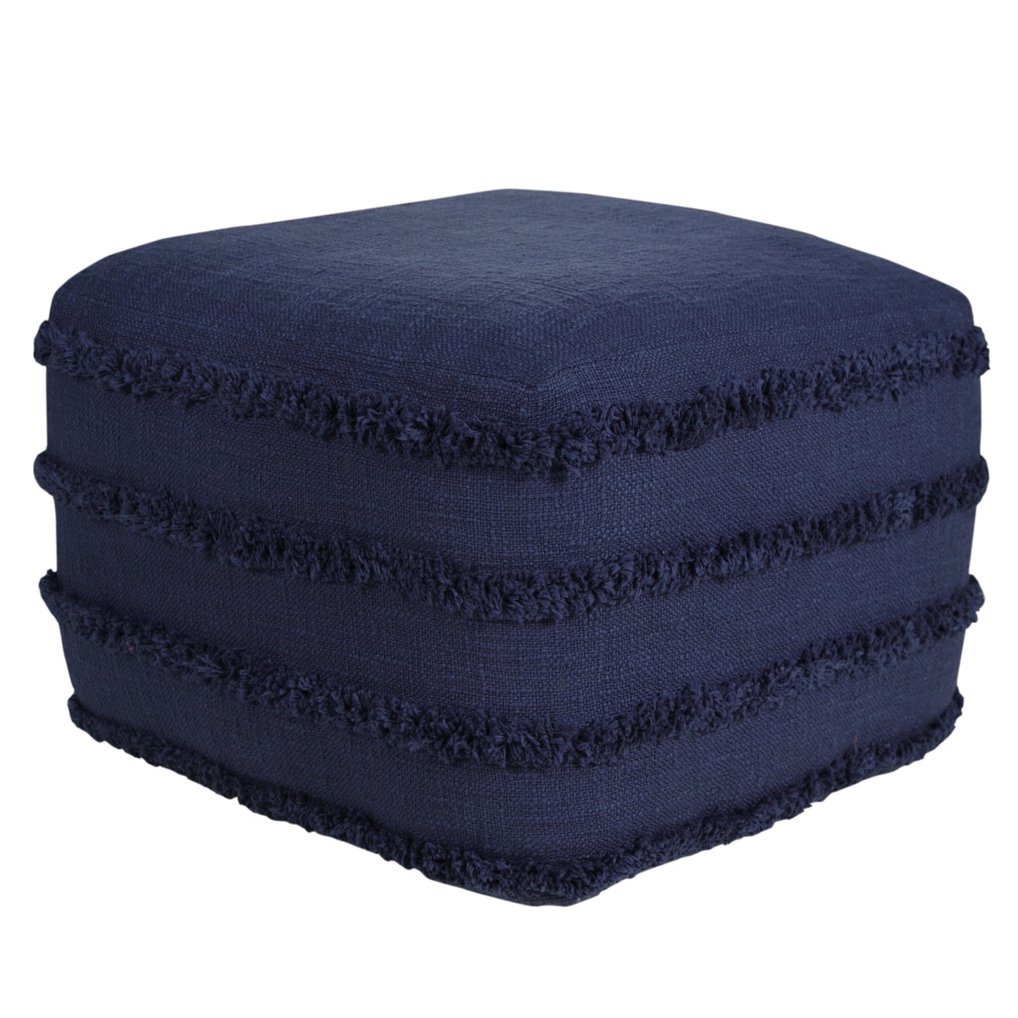 18" Blue 100% Cotton Ottoman