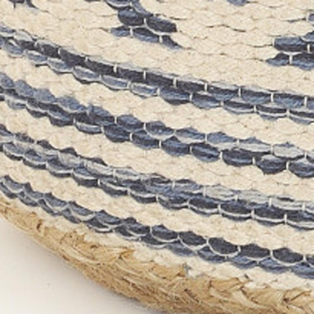 18" Blue Cylinder Geometric Pouf Ottoman
