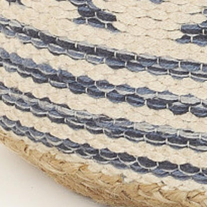 18" Blue Cylinder Geometric Pouf Ottoman