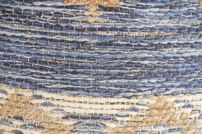 18" Blue Cylinder Geometric Pouf Ottoman