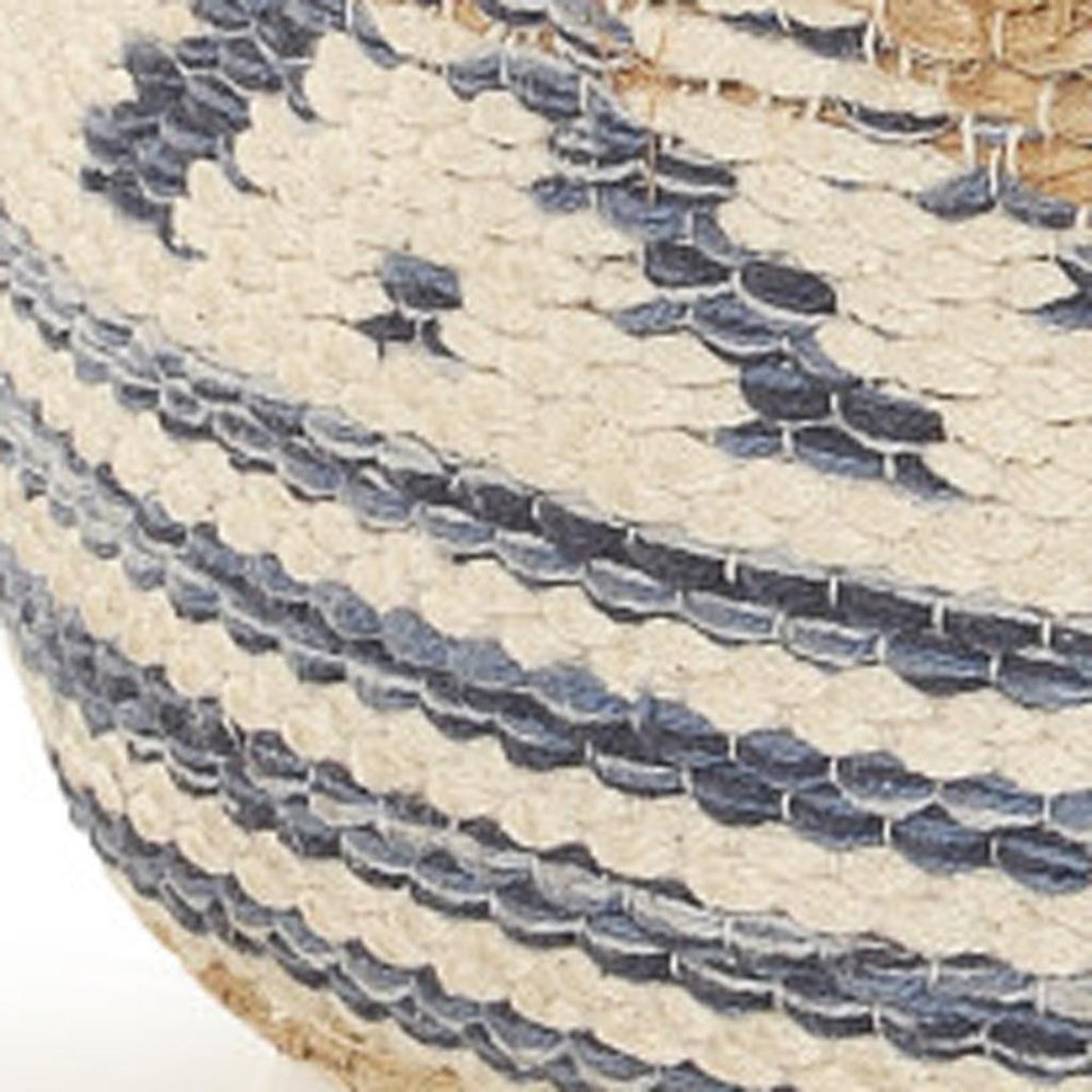 18" Blue Cylinder Geometric Pouf Ottoman