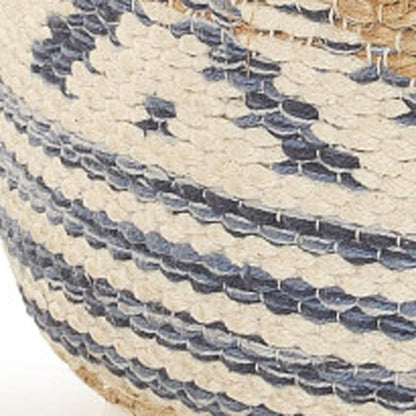 18" Blue Cylinder Geometric Pouf Ottoman