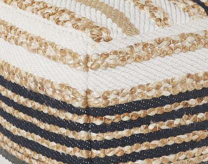 18" Tan Geometric Pouf Ottoman