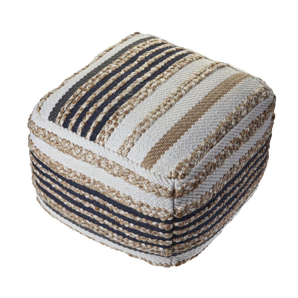 18" Tan Geometric Pouf Ottoman