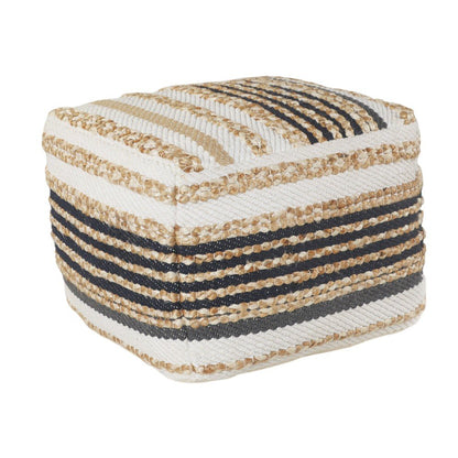 18" Tan Geometric Pouf Ottoman