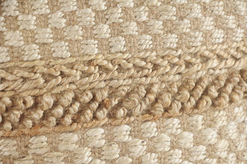 18" Tan Striped Pouf Ottoman