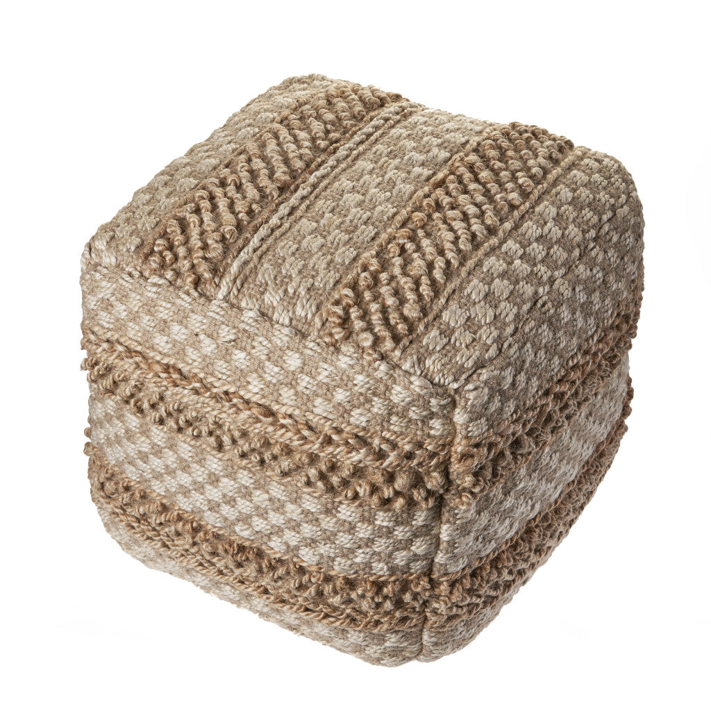 18" Tan Jute Ottoman