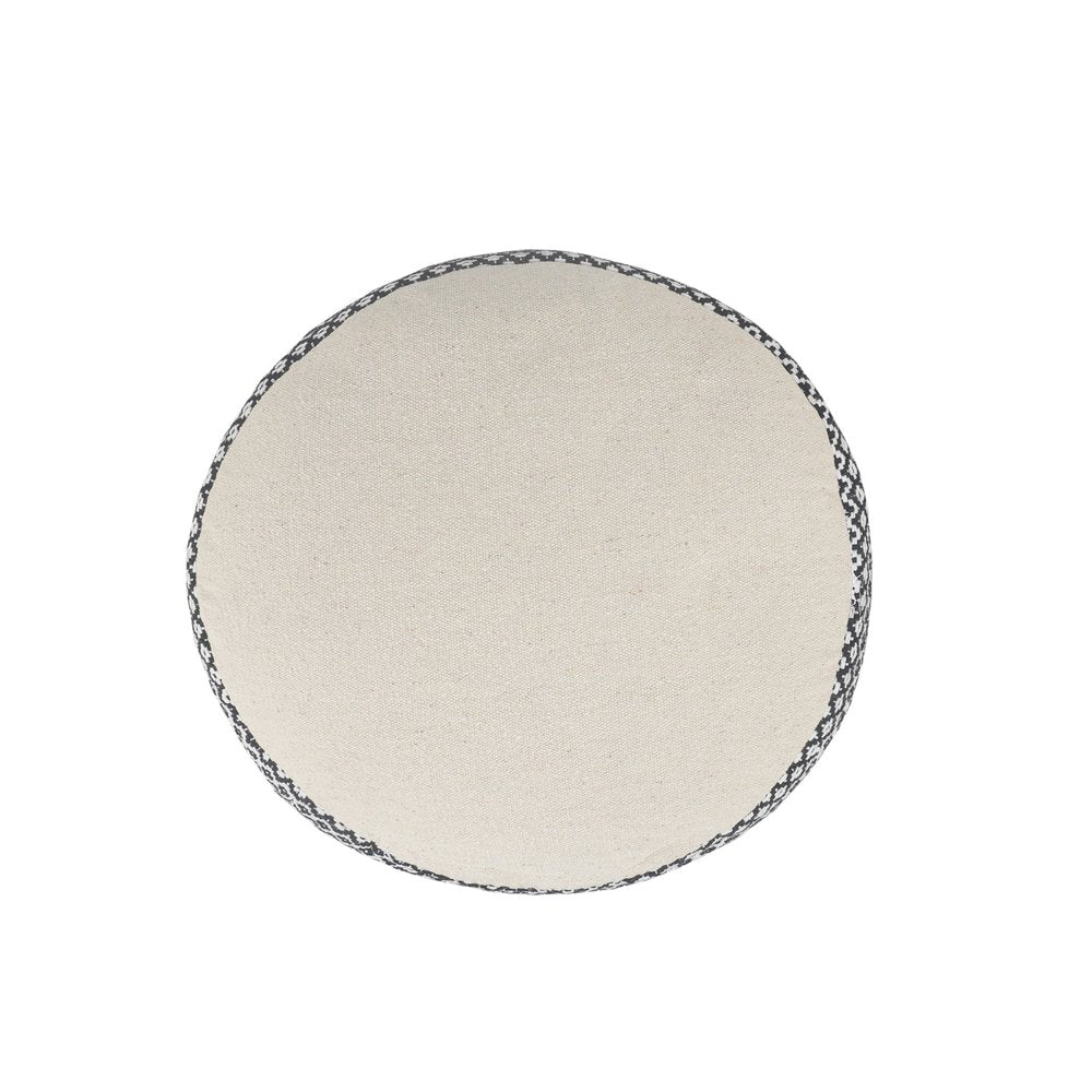 18" Black Cotton Cylinder Geometric Pouf Ottoman