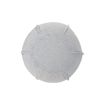 18" Gray Cotton Round Patchwork Pouf Ottoman