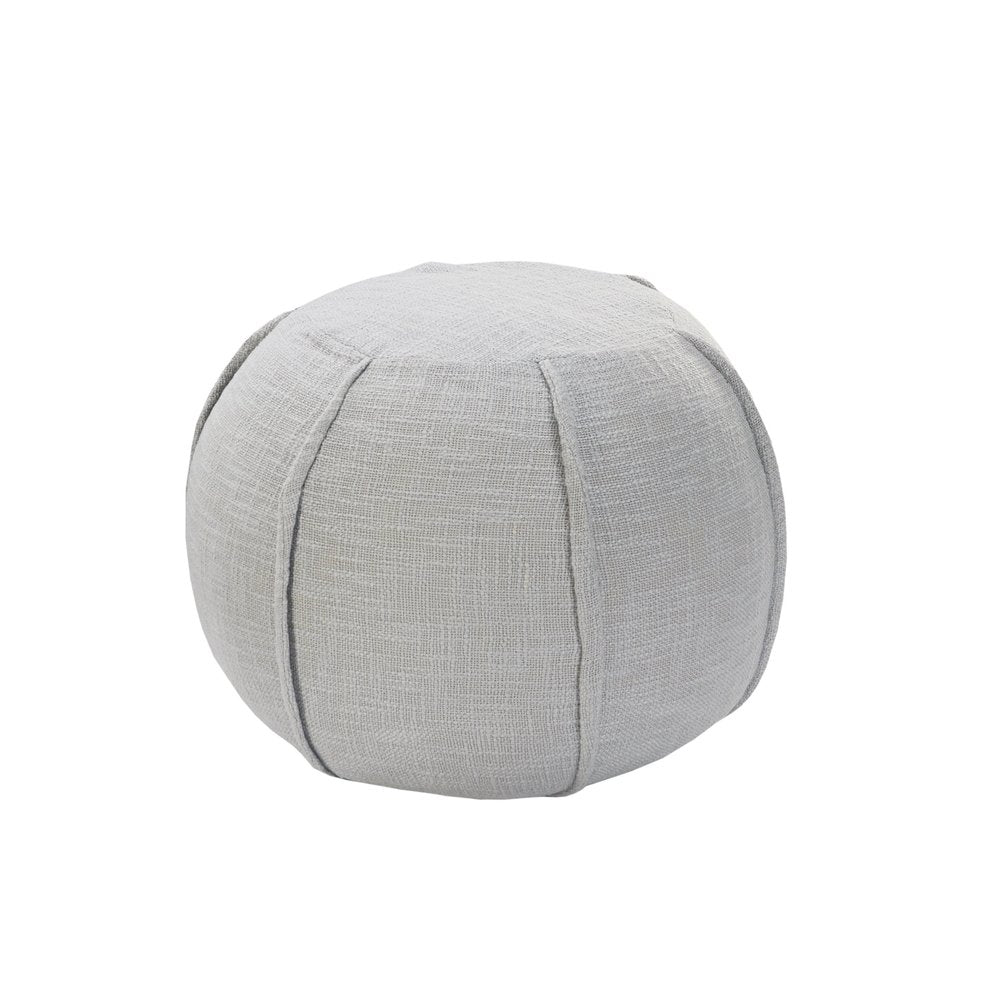 18" Gray Cotton Round Patchwork Pouf Ottoman
