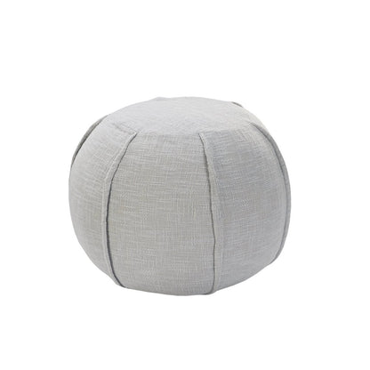 18" Gray Cotton Round Patchwork Pouf Ottoman