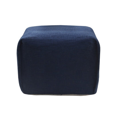 18" Blue Cotton Patchwork Pouf Ottoman