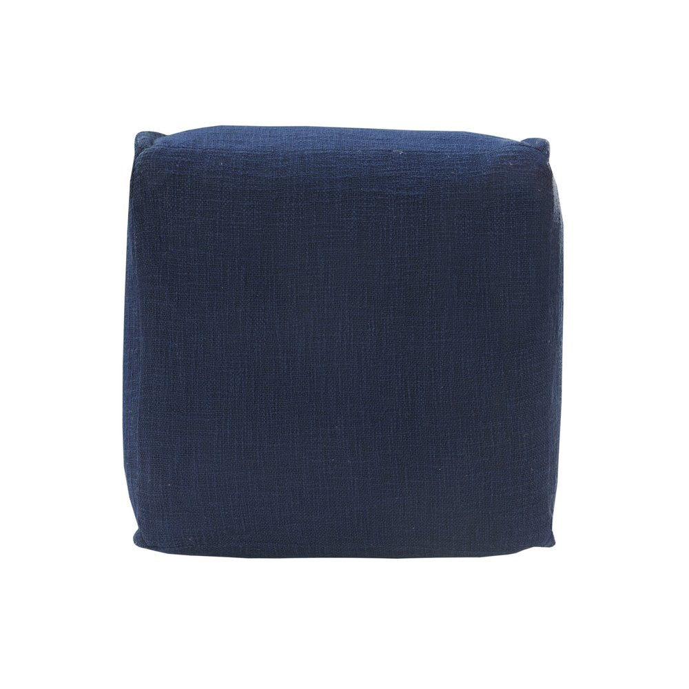 18" Blue Cotton Patchwork Pouf Ottoman