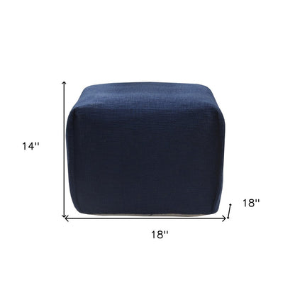 18" Blue Cotton Patchwork Pouf Ottoman