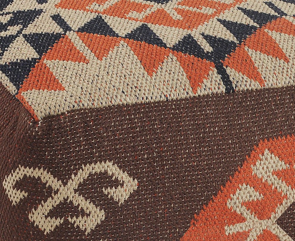 18" Brown Tribal Pouf Ottoman