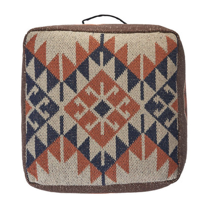 18" Brown Tribal Pouf Ottoman