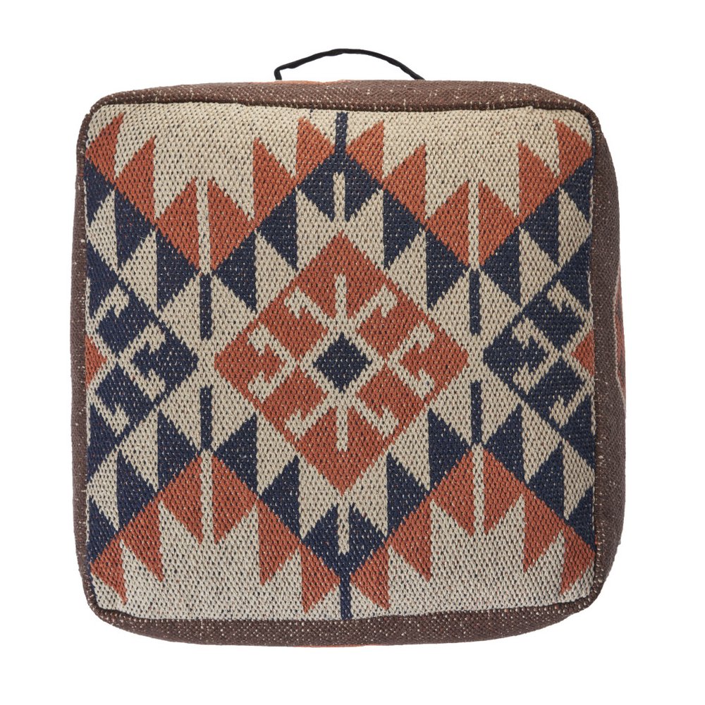 18" Brown Tribal Pouf Ottoman