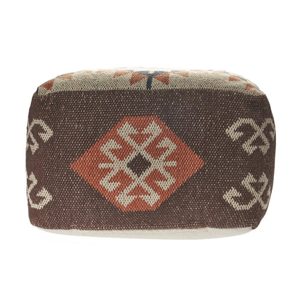 18" Brown Tribal Pouf Ottoman