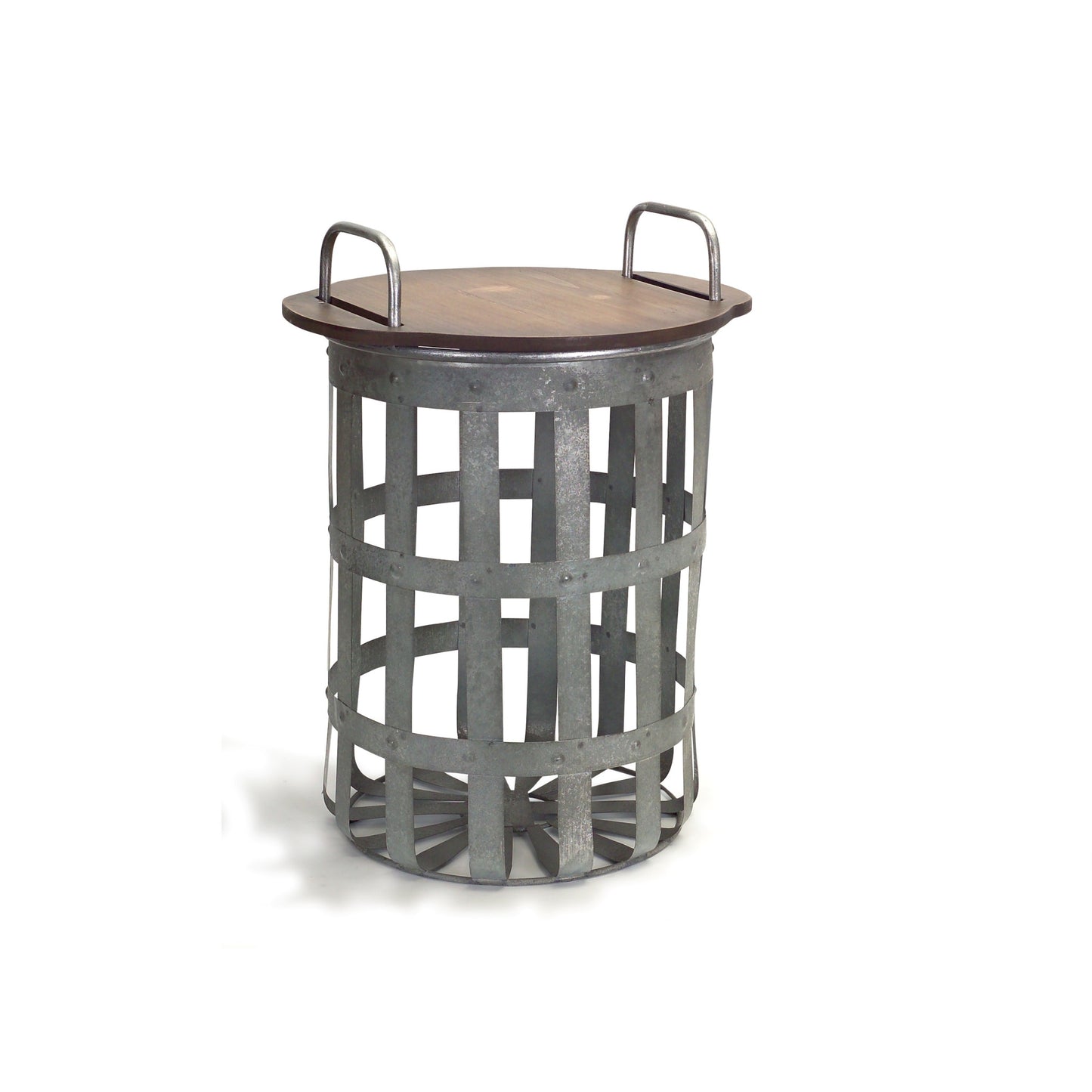 Set of Two 16" Grey And Brown Round End Tables