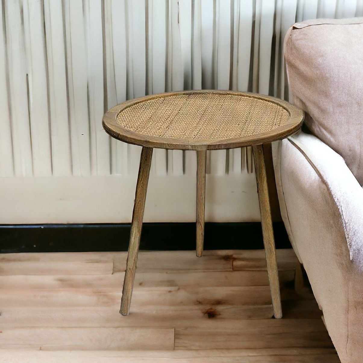 Set of Three 24" Brown Round End Tables